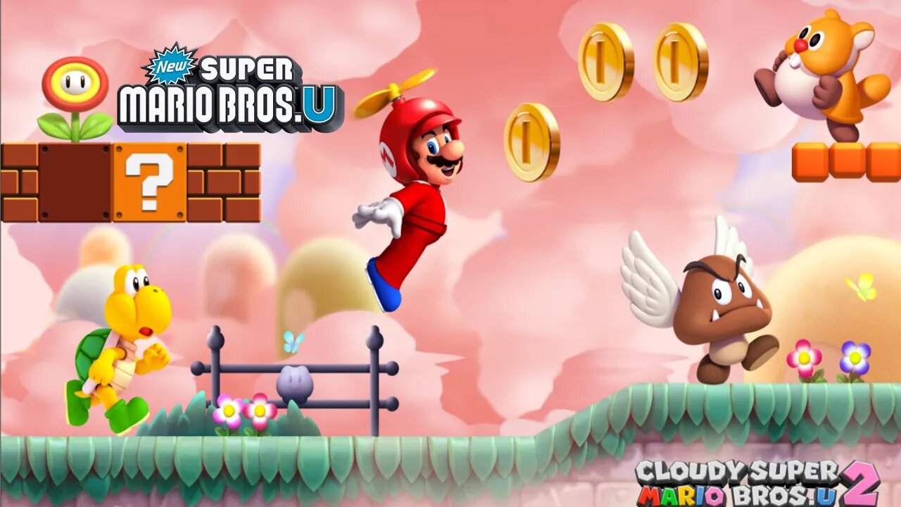 Cloudy Super Mario Bros. U - Gameplay walkthrough 100% - No Commentary