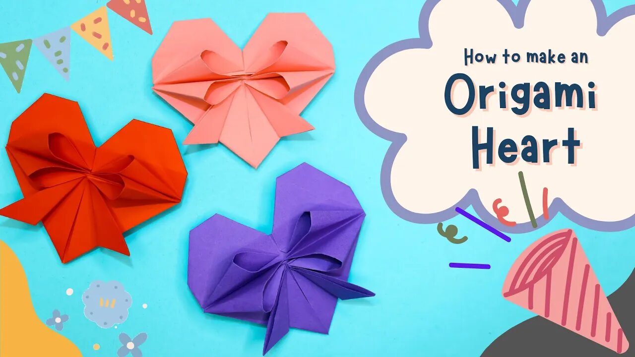How to Make Cute Paper Heart With Bow | Easy Origami Tutorial DIY