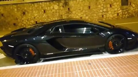 Black Lamborghino Aventador S with orange calipers and BLACK windows [4k 60p]