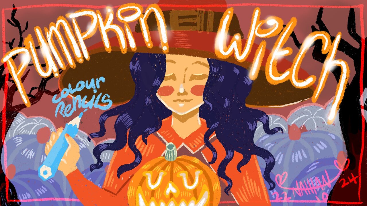 Pumpkin Witch - Water colour pencils