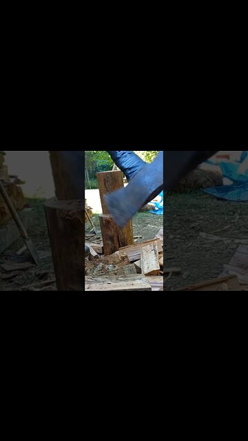 Double Headed Axe. Split wood to stay in shape. #splittingfirewood