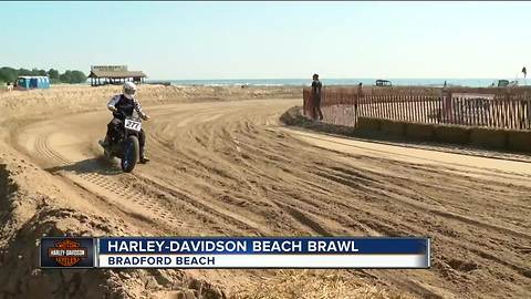 Harley riders take to the lakefront for beach race