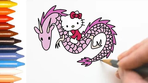 COMO DESENHAR HELLO KITTY E DRAGÃO FÁCIL #hellokitty #dragão #desenho