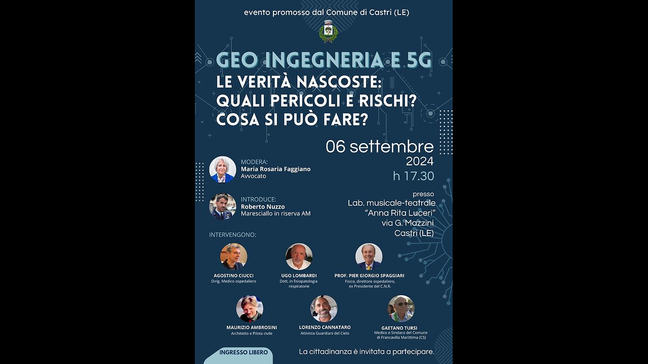 GUERRA A GEOINGEGNERIA E 5G: "L'intervento del Maresciallo AM Roberto Nuzzo" Castrì di Lecce - 6 sett 2024