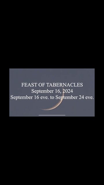 Feast of Tabernacles September 16th Eve to September 24th Eve