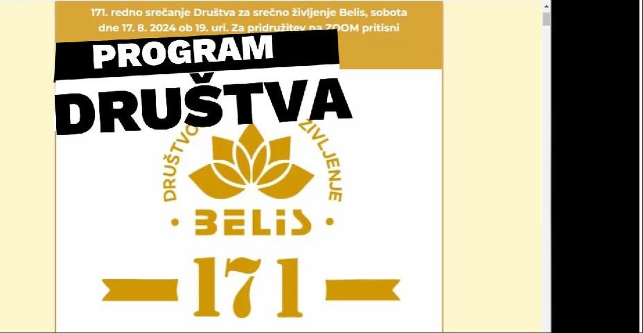 PROGRAM 171. srečanja Društva Belis - avgust 2024