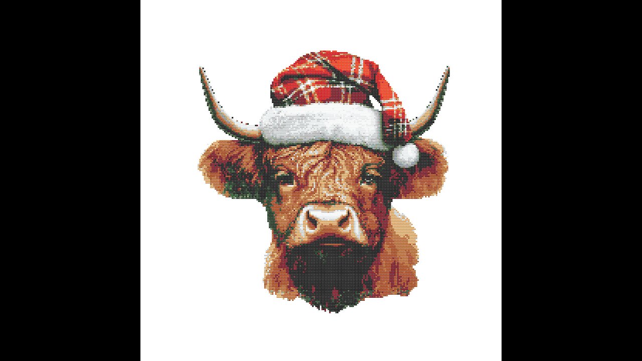 CHRISTMAS HIGHLAND COW Cross Stitch Pattern by Welovit Cross Stitch | welovit.net | #welovit