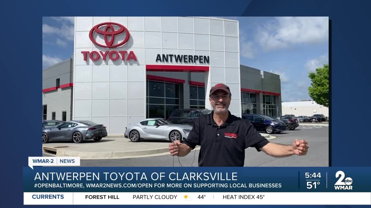 Antwerpen Toyota of Clarksville says "We're Open Baltimore!"