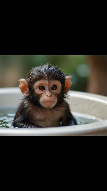 Baby monkey taking a bath #animal #animals #nature #pet #cute #wildlife #love #dog #pets