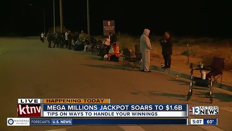 Early-morning line for Mega Millions in Primm