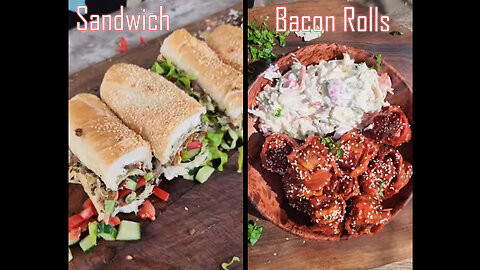 A Delicious Sandwich🌭 & Some Tasty Bacon Rolls 🫔 cocking food videos