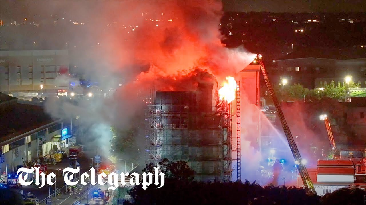 London tower block with 'non-compliant cladding' goes up in flames