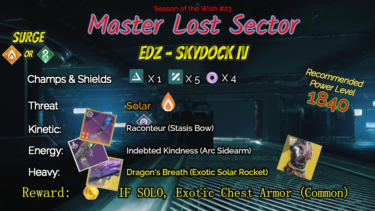 Destiny 2 Master Lost Sector: EDZ - Skydock IV on my Arc Hunter 2-11-24