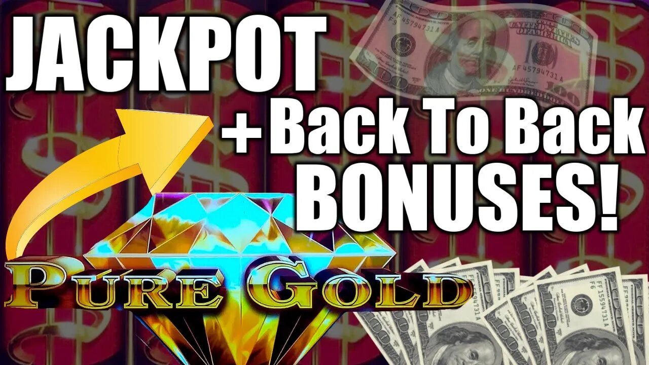 PROGRESSIVE JACKPOT +PURE BONUS EXCITMENT on PURE GOLD Slot Machine! High Limit Slot Machine​