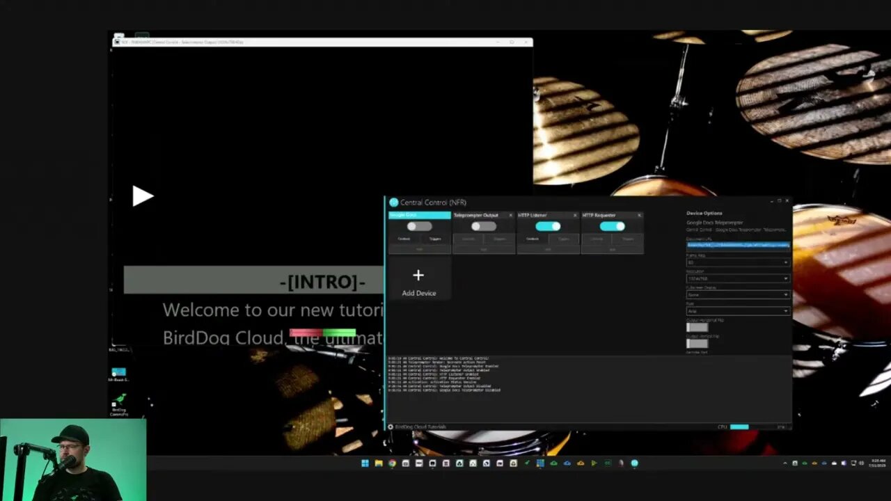 BirdDogJake shows us Central Control and how to use NDI, Google DOCS and Teleprompters