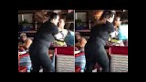 Furious woman SMASHES glass over waitress' head for disrespecting disabled son in brawl