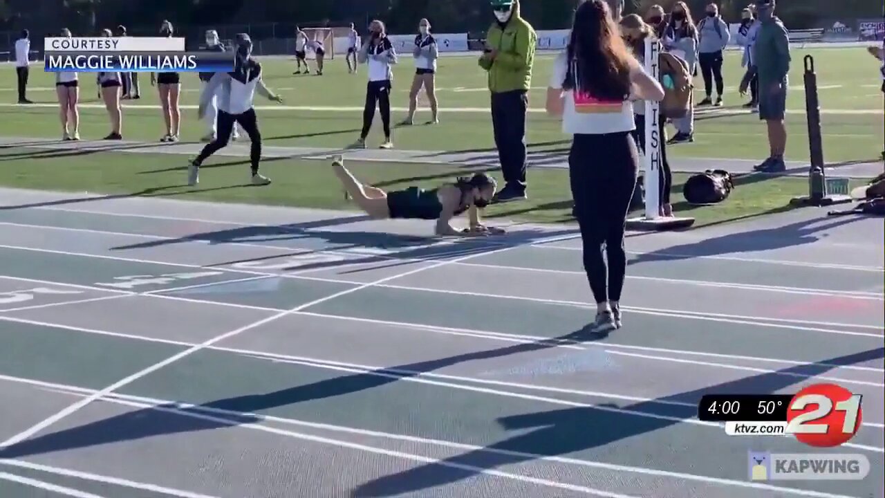 Oregon high school junior falls face-first at finish line as mask restricts Breathing