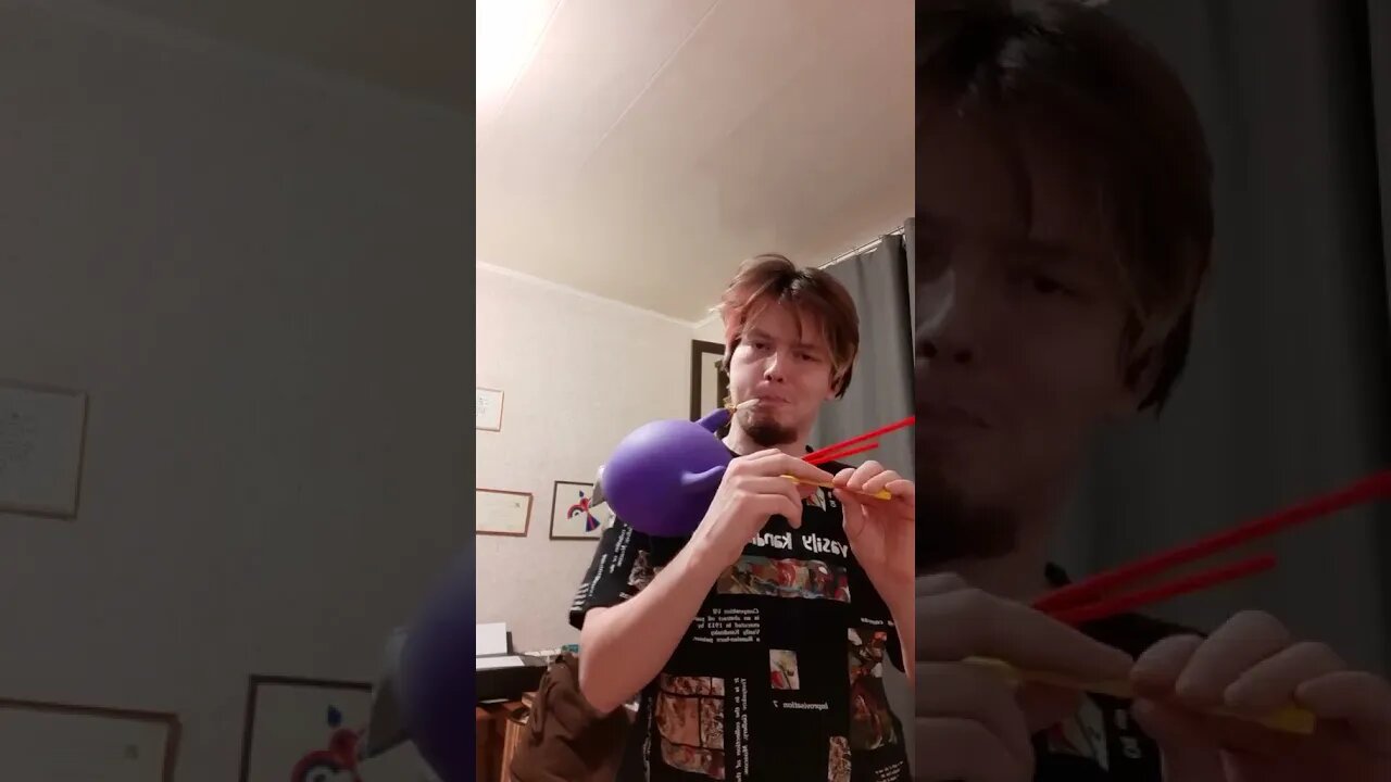 Guy makes bag pipes with glove #shorts