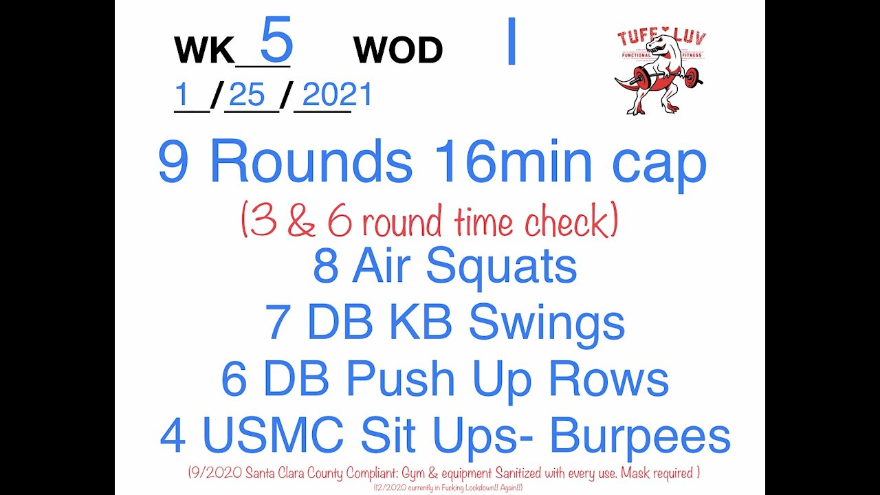 WOD 1/25/2021 Tuff Luv CrossFit