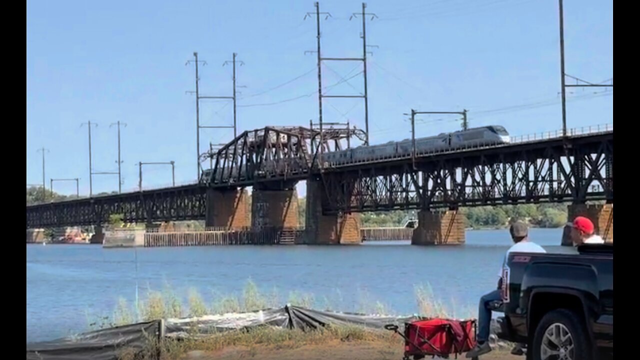 Havre de Grace, Maryland & Amtrak Acela Train Crossing Susquehanna River