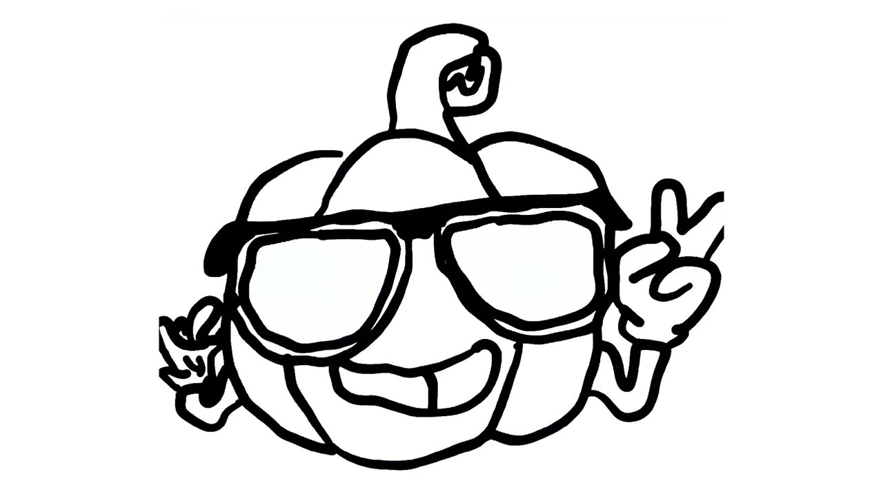 How to Draw Pumpkin with Sunglasses? FAST