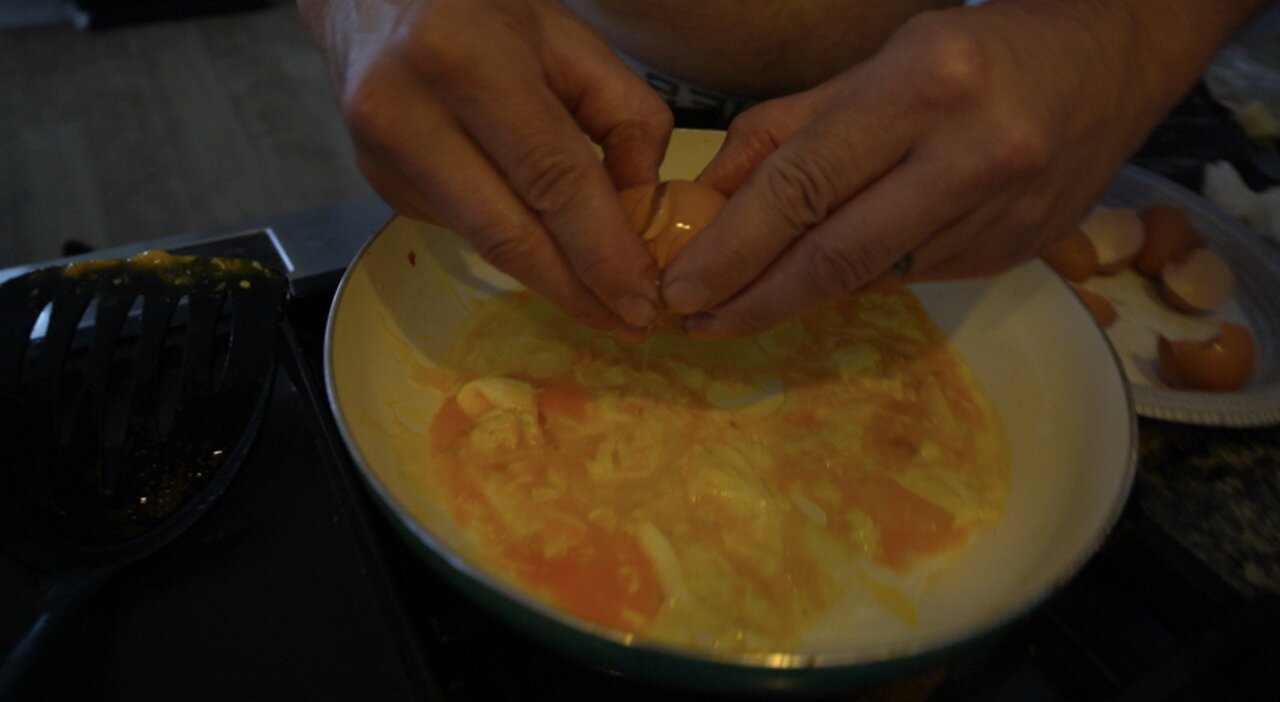 cooking our chickens’ FIRST eggs..