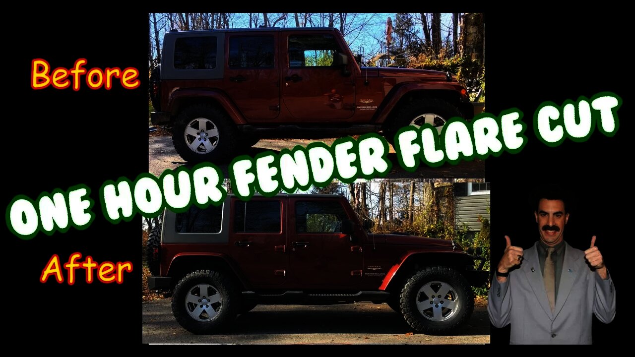 Jeep Wrangler JK JKU 1 hour, zero dollar flat fender flare cut mod