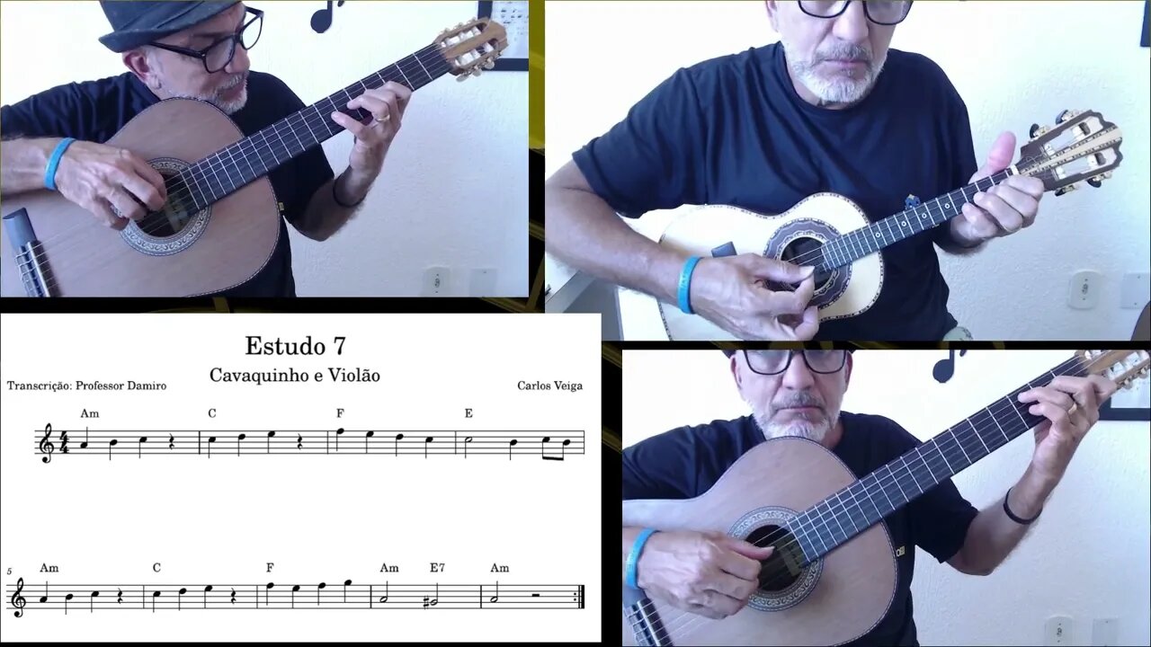 Estudo 7/20 de partitura para cavaquinho e violão