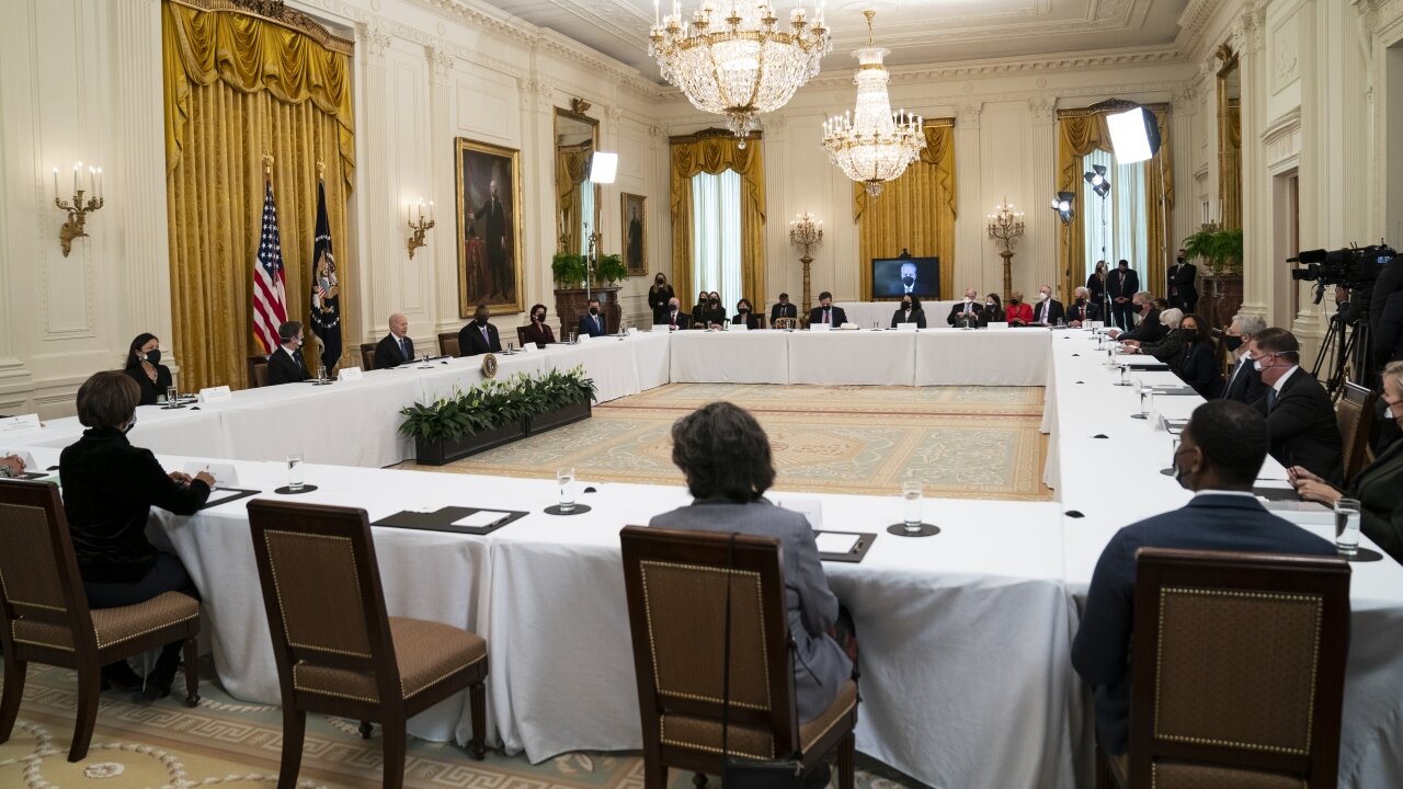 Pres. Biden Hosts First Cabinet Meeting, Pushes Infrastructure Plan