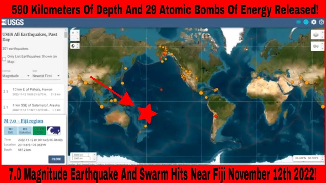 7.0 Earthquake And Swarm Strikes Near Fiji November 12th 2022!