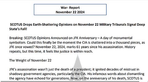 SCOTUS Drops Earth-Shattering Opinions on November 22 Military Tribunals Signal Deep State’s Fall!