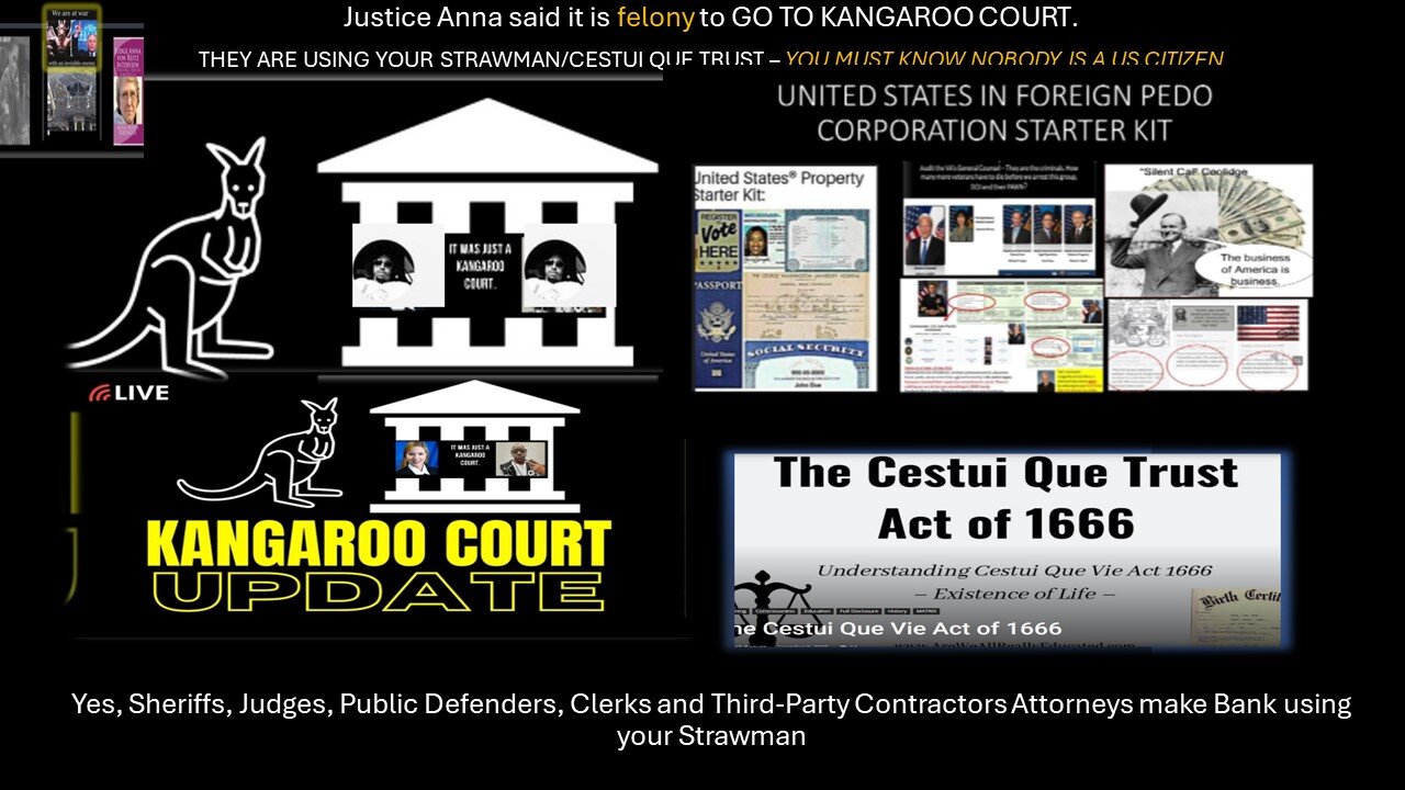 It is a felony to continue to go to fake Kangaroo COURT Part 1- of 3 REF: How they use your Strawman