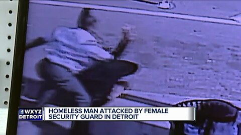 Caught on camera: Female security guard assaults homeless man outside of Detroit store