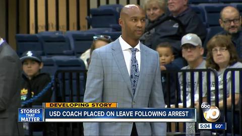 USD coach placed on leave after arrest