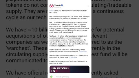 VERASITY TOKENOMICS UPDATE DOUBTS EXPLAINED #altcoin #verasity #cryptonews #tokenomics #eth #video