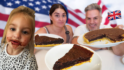 Brits Try CHOCOLATE CHESS PIE for the first time! - Subscriber recipe