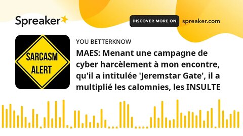 MAES: Menant une campagne de cyber harcèlement à mon encontre, qu'il a intitulée 'Jeremstar Gate', i