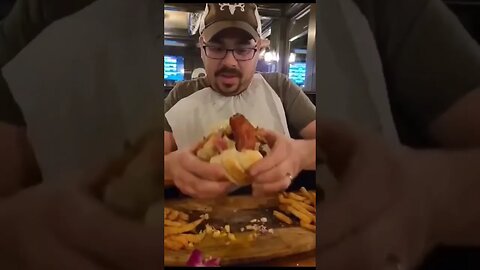 Trying the Tsunami Burger at The Chair. City of London, Lake Havasu, AZ