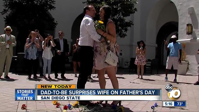 Dad-to-be surprises wife on Father's Day