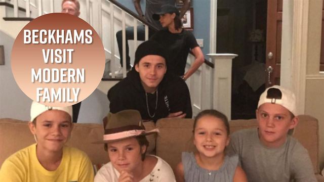 The Beckhams have fun on the set of Modern Family