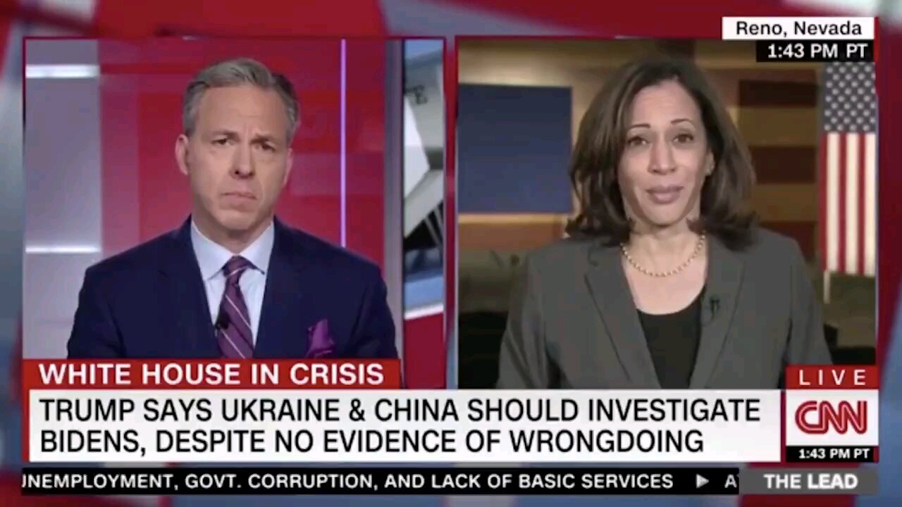 2019, Kamala Harris called for Donald Trump to be banned from Twitter, shocking CNN host Jake Tapper