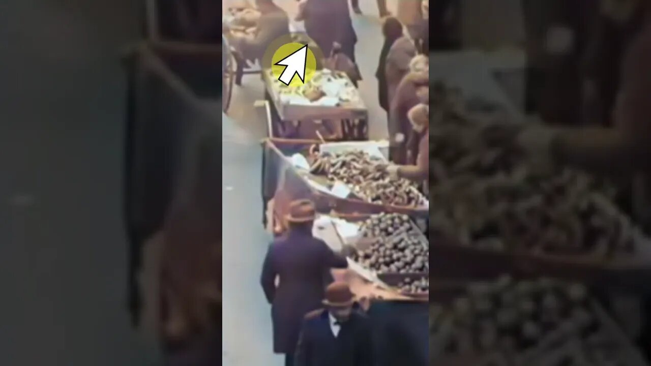 100 year old Potato Bandit 1920's NYC Woman swipes potato when vendor turns his back.