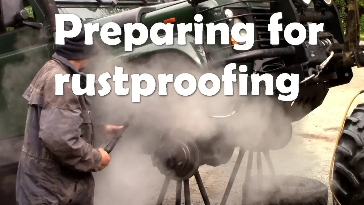 Power washing the 110 Defender ready for new rustproofing - not a nice job!