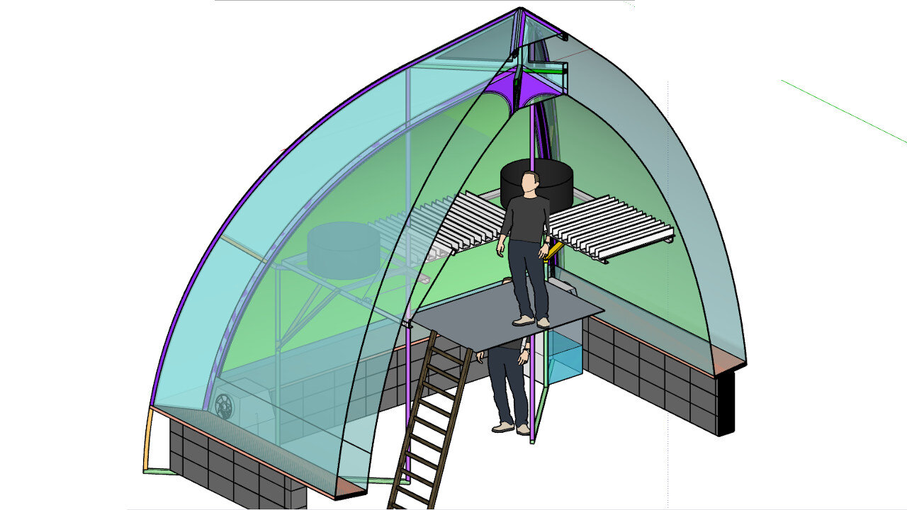 Update on PyraPOD4G-17: backyard version of all-climate greenhouse utilizing SolaRoof technologies