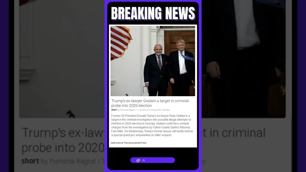 Live News: Trump's ex-lawyer Giuliani a target in criminal probe into 2020 election #shorts #news