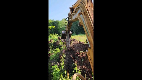 Excavator burning stumps