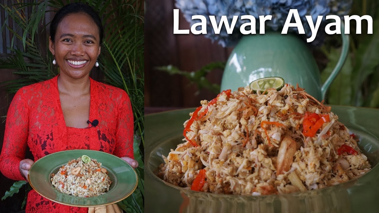 Lawar Ayam, Lawar Siap, Chicken Lawar is Balinese Mix Young Jackfruit with Chicken and Bumbu Genep