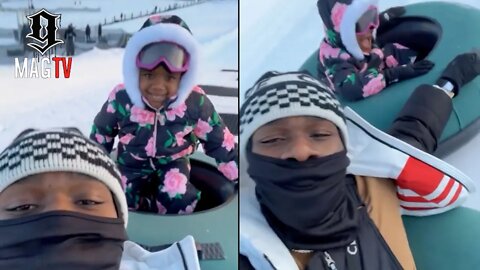 DaBaby Risks It All Winter Tubing With Daughter Serenity! ⛷