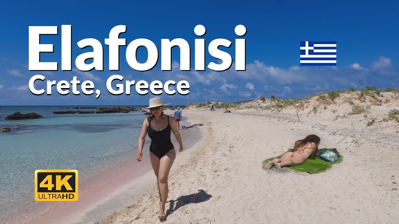 Elafonisi Beach Walk Chania 4K Crete Greece 🇬🇷