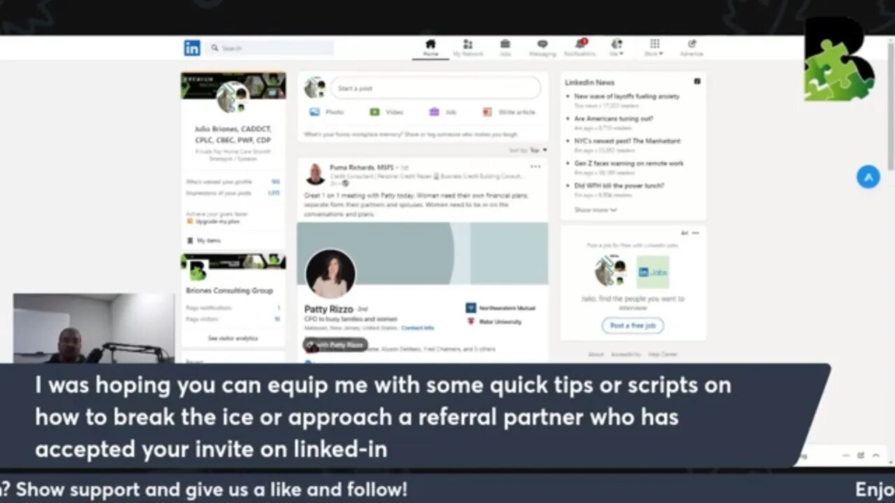 Answering Questions about Caregiver Recruitment and LinkedIn (FB Live Replay) Timestamped.